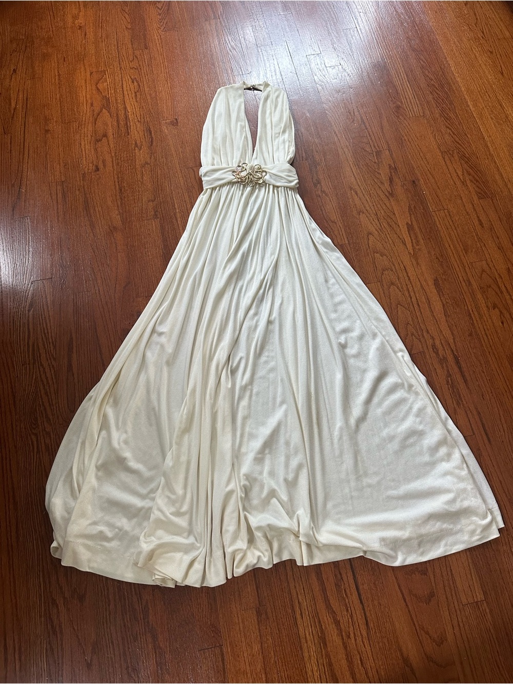 HALLOWEEN COSTUME- long 70s Gown with Octopus Belt